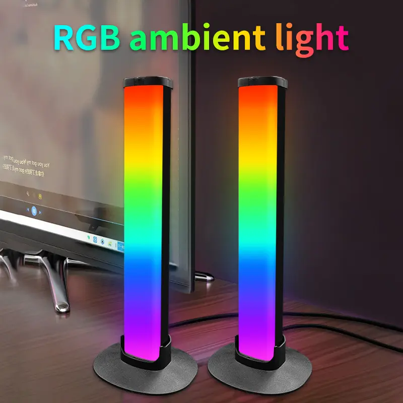 2pcs Adjustable Color Changing RGB LED Light Bars, Multifunctional Ambient Lights with App & Remote Controls, Music-Sync Indoor Desktop TV Backlight, Dual Pack for Gaming & Bedroom Decoration