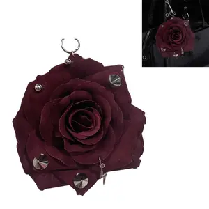 Unique Rose Keychain Trendy Rivet Ornament Keyring Pendant For Keys Purse Gift