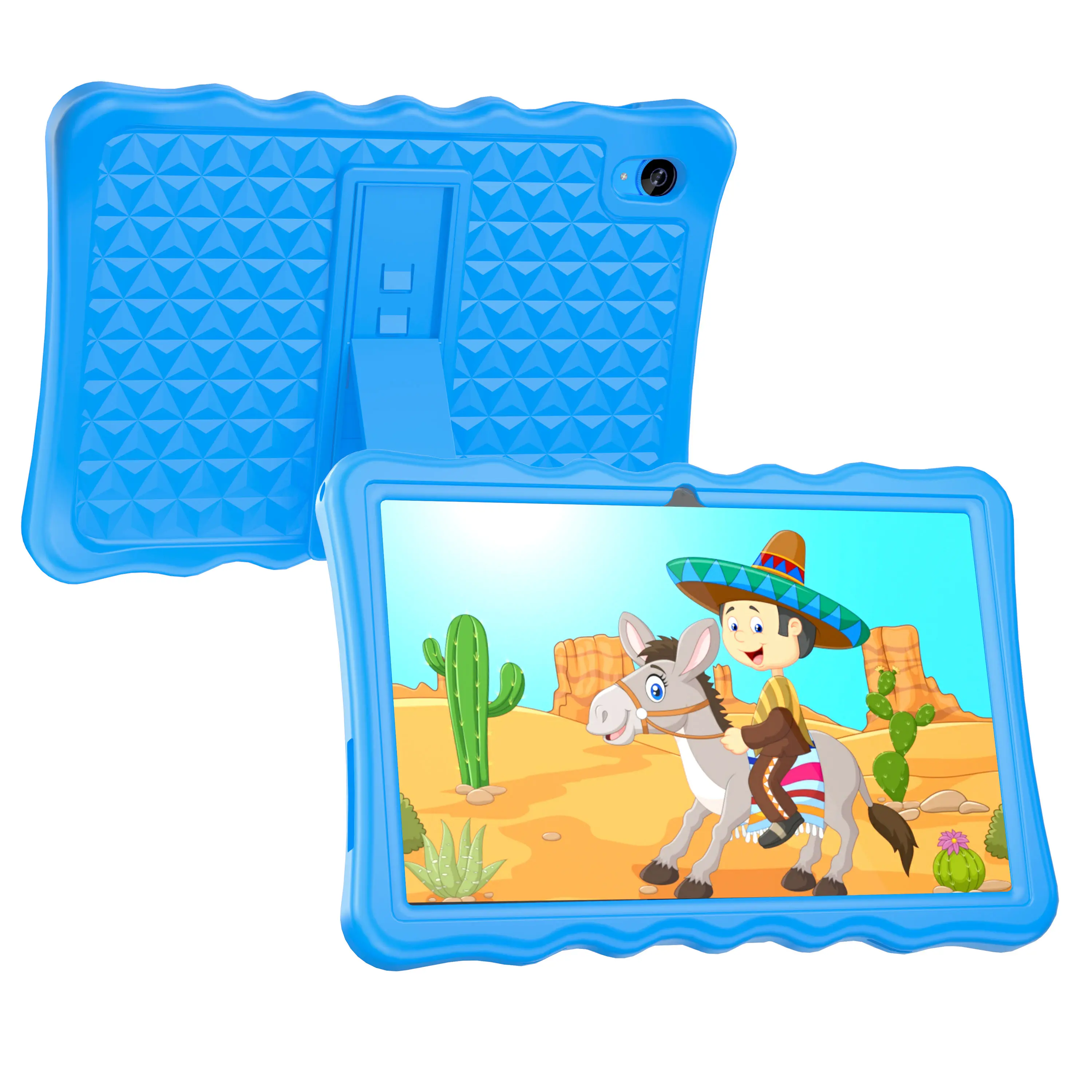 BYYBUO Kids Learning Entertainment Tablet, 10.1 In IPS Touchscreen Android 14 Tablet with Shockproof Case, Dual Camera, Bluetooth WiFi, Quad-Core CPU, Multitasking Capabilities
