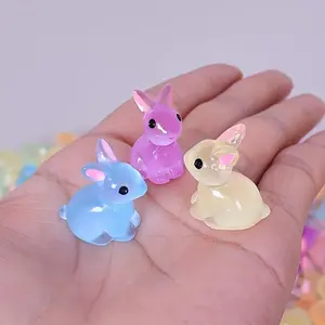 15 Piece Small Bunny Magical Glowing Figurines, Colorful Resin Bunnies, Perfect for DIY Jewelry Decor, Indoor Decoration, Holiday Gifts, Glow in the Dark