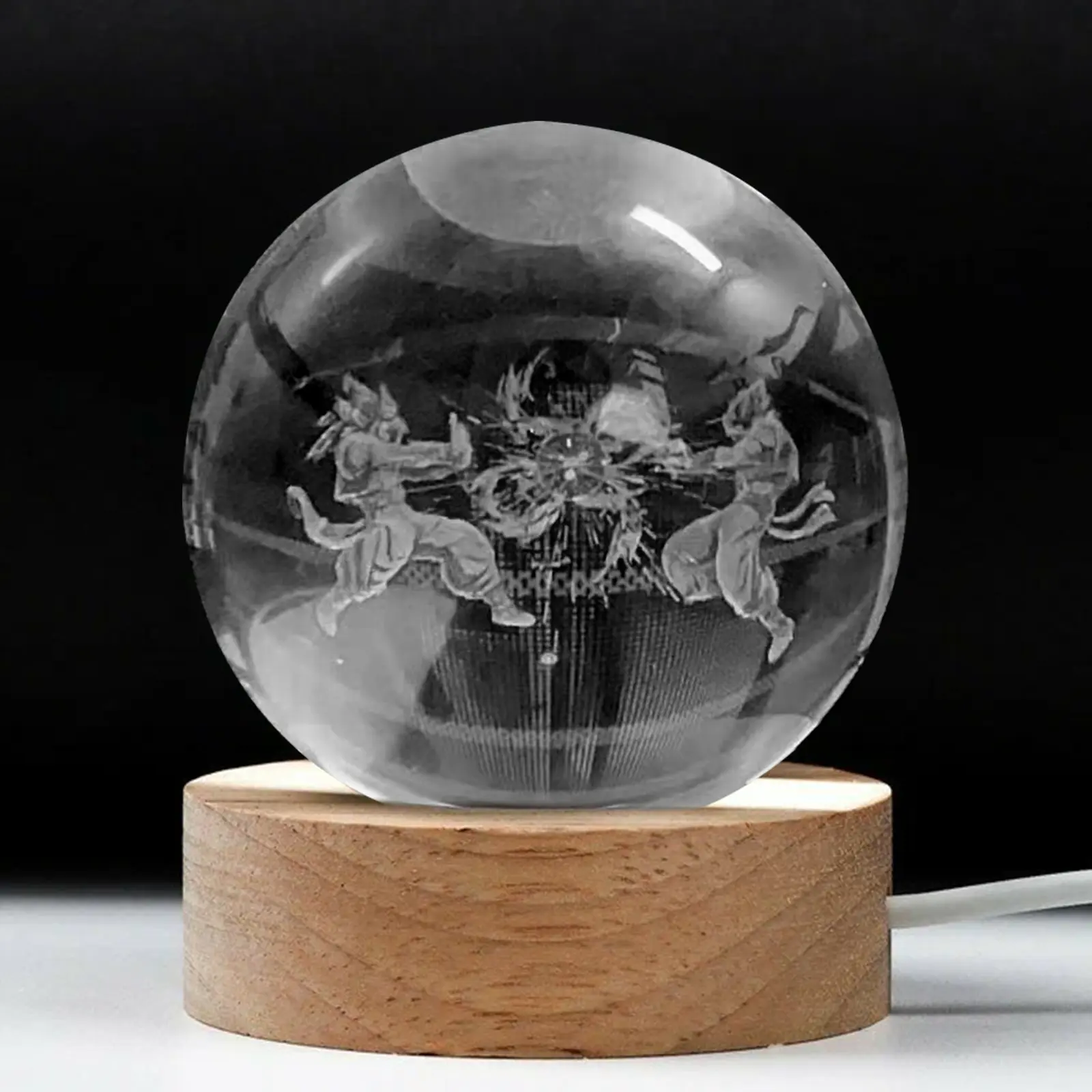The New Model is New! DBZ Action Figures Lamp 3.15inch3D K9 Crystal Ball Night Light with Wooden Base 7 Colors Change On-Off Control Ideal for Boys Christmas and Room Decor summerwins