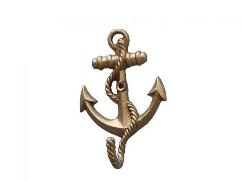 5 in. Anchor with Rope Hook, Antique Brass