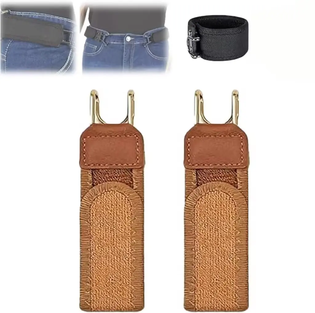 Tactical Metal Hook Elastic Belt for Men & Women Invisible Soft Adjustable Side Belt Comfort Fit Design for Daily Wear & Outdoor Activities hidden velcro straps Empire Style button