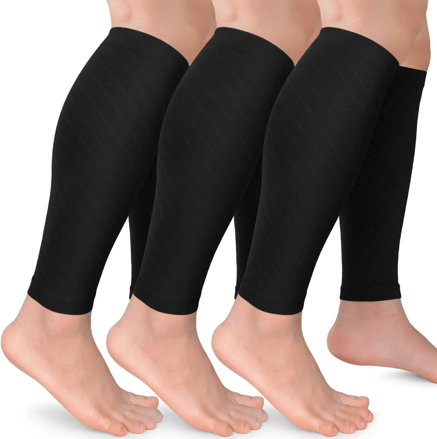 3 Pairs Calf Compression Sleeves for Men & Women – Footless Compression Socks Leg Sleeve Support for Shin Splints - Plus Size 3 Pairs Calf Compression Sleeves for Men & Women – Footless Compression Socks Leg Sleeve Support for Shin Splints
