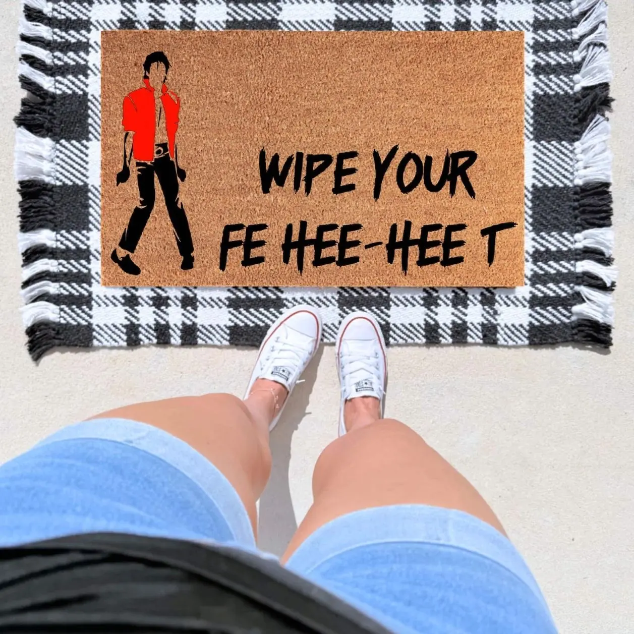 Wipe Your Feet Doormat – Funny Michael Jackson Inspired Welcome Mat | Pop Culture Front Porch Decor