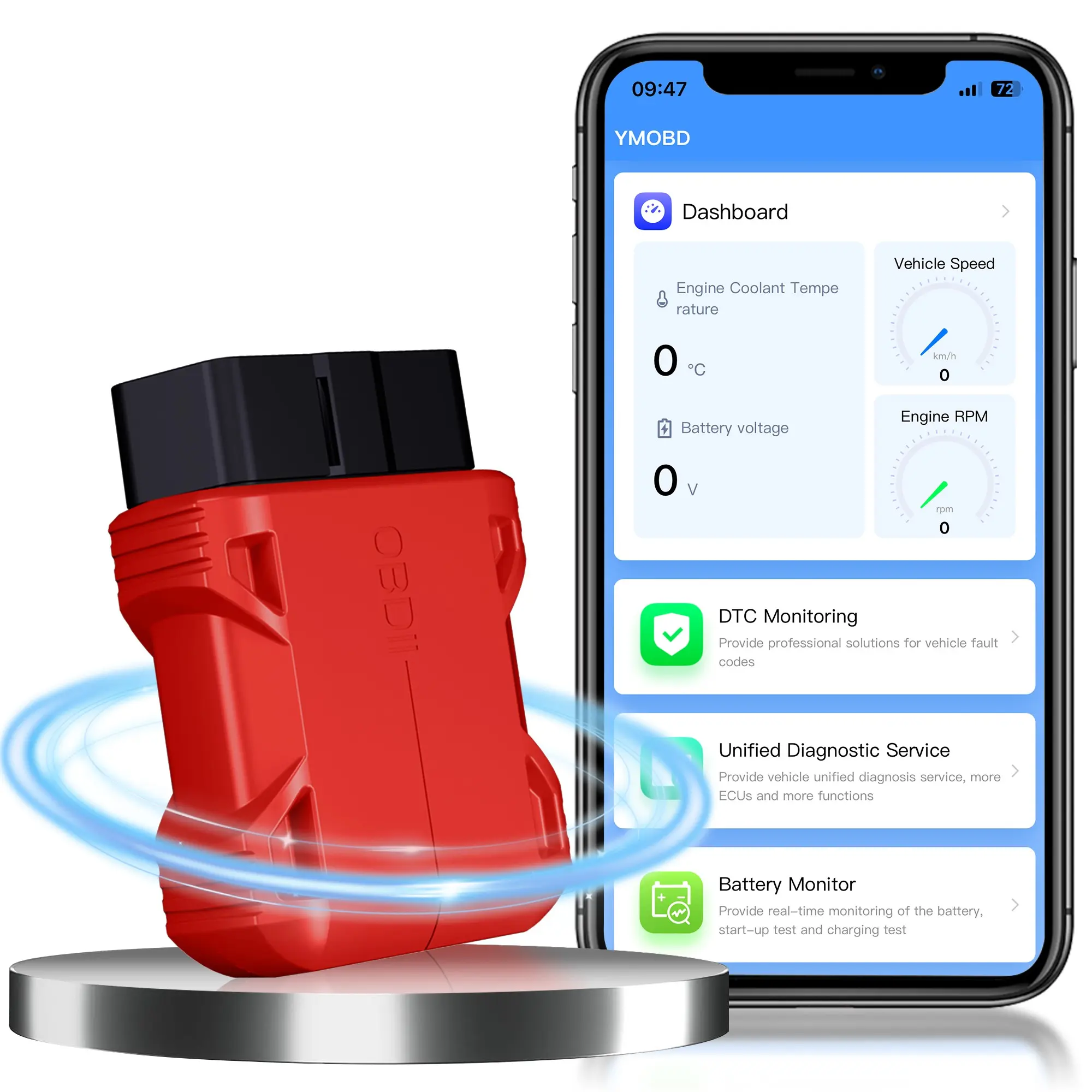 Obd2 Bluetooth-compatible Automotive Scanner for iOS and Android, Wireless Engine Light Code Reader, Car Diagnostic Tool, Abs Enclosure Material