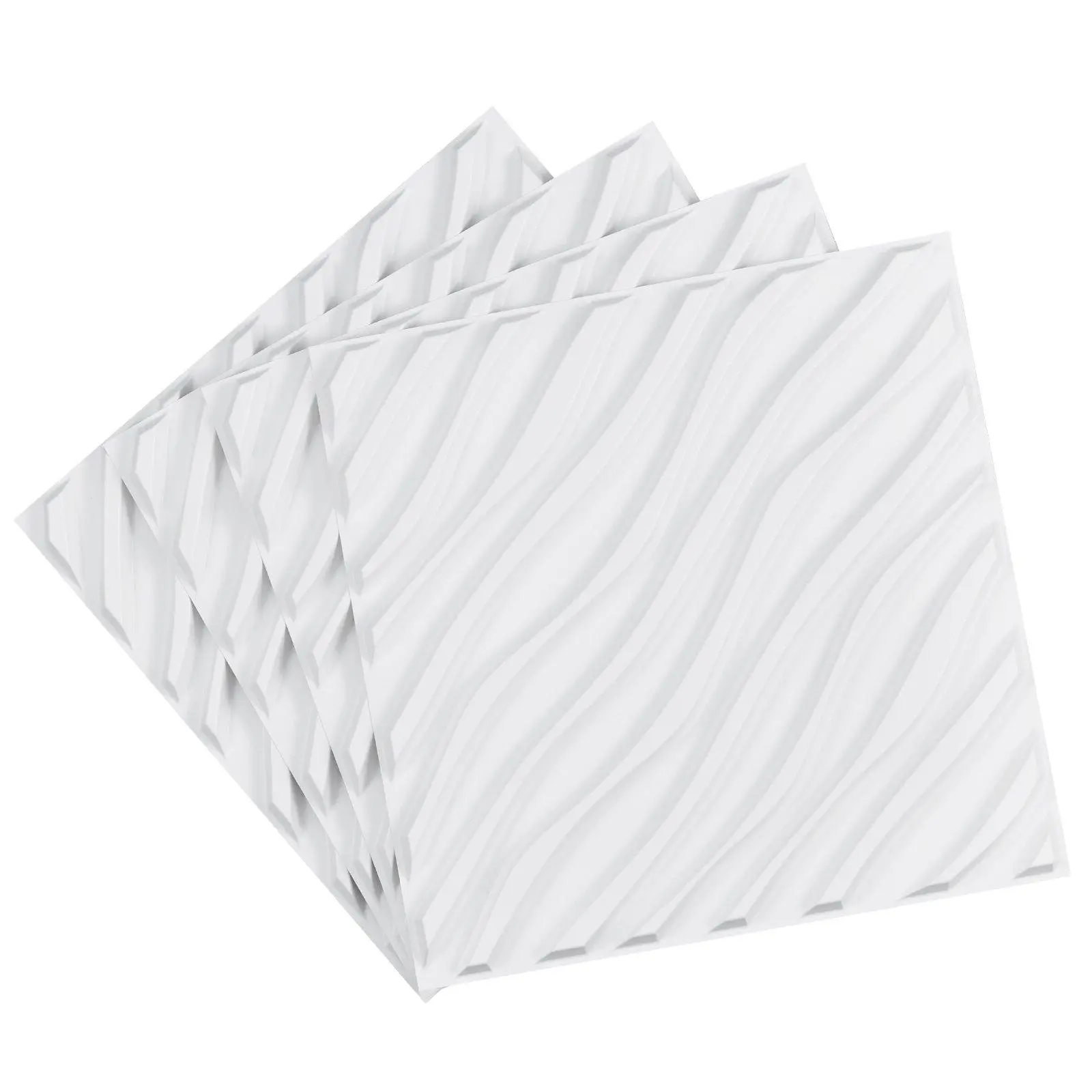 Matte White PVC Wall Tiles 12-Pack (19.7x19.7in, 32 Sq.Ft Coverage) - Curved Wave Patterns, Minimalist 3D Wall Panels, Durable PVC Board, Waterproof, Easy Installation, Customized Home Improvement Panels, Customized Gifts