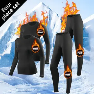 VRYXAL Lady's 4-Piece Fleece-Lined Thermal Underwear Set - Ultra-Warm Activewear Base Layers, Soft Breathable Fabric, Long Johns Tops & Bottoms Value Pack for Skiing, Outdoor Athletic Sportswear