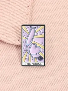 The Nurse Tarot Card Enamel Pin Medical Stethoscope Alloy Brooch Lapel Backpack Badge Fashion Jewelry Accessories Gift for Nurse Friends