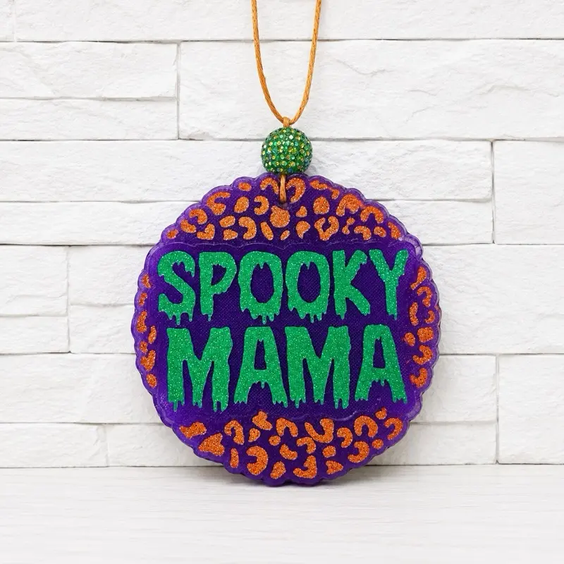 Spooky Mama Halloween Car Freshener | Handmade Glitter Air Freshener | Cute Ghost Season Decor