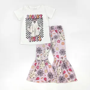 Halloween Western Print bell pants Girls Set