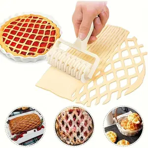 SHAON Pizza and Pastry Grid Roller | Plastic for dough Press, Rolling Pin, Baking Tool for Dough, Cookies, Pies, Pizza, Bread, Pastries - 18 cm/7.08 inches