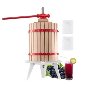 VEVOR 4.75 Gal/18L Fruit Wine Press, Solid Wood Basket with 8 Blocks, Heavy Duty Manual Juice Maker, Cider Apple Grape Tincture Honey Olive Oil Making Press with Handle for Kitchen, Home