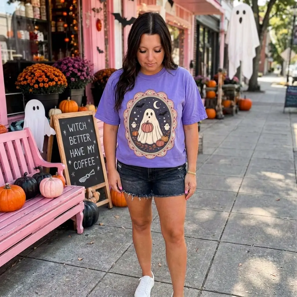 Halloween Ghost T-Shirt for Women - Design - Perfect for Fall Festivities