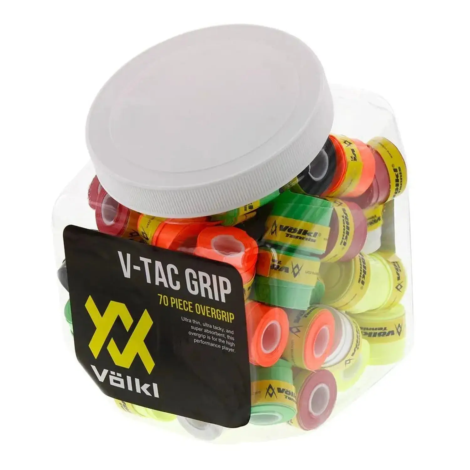 V-Tac Tennis Racket Overgrip, 70-Count Jar for Tennis Ball Sports Equipment, Racket Grip, Performance, Polyurethane, Tennis Grip