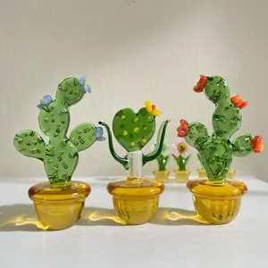 Glass Cactus, handmade glass potted plants, mini glass succulent, fused glass succulent, cactus lovers,artificial plant, home decor