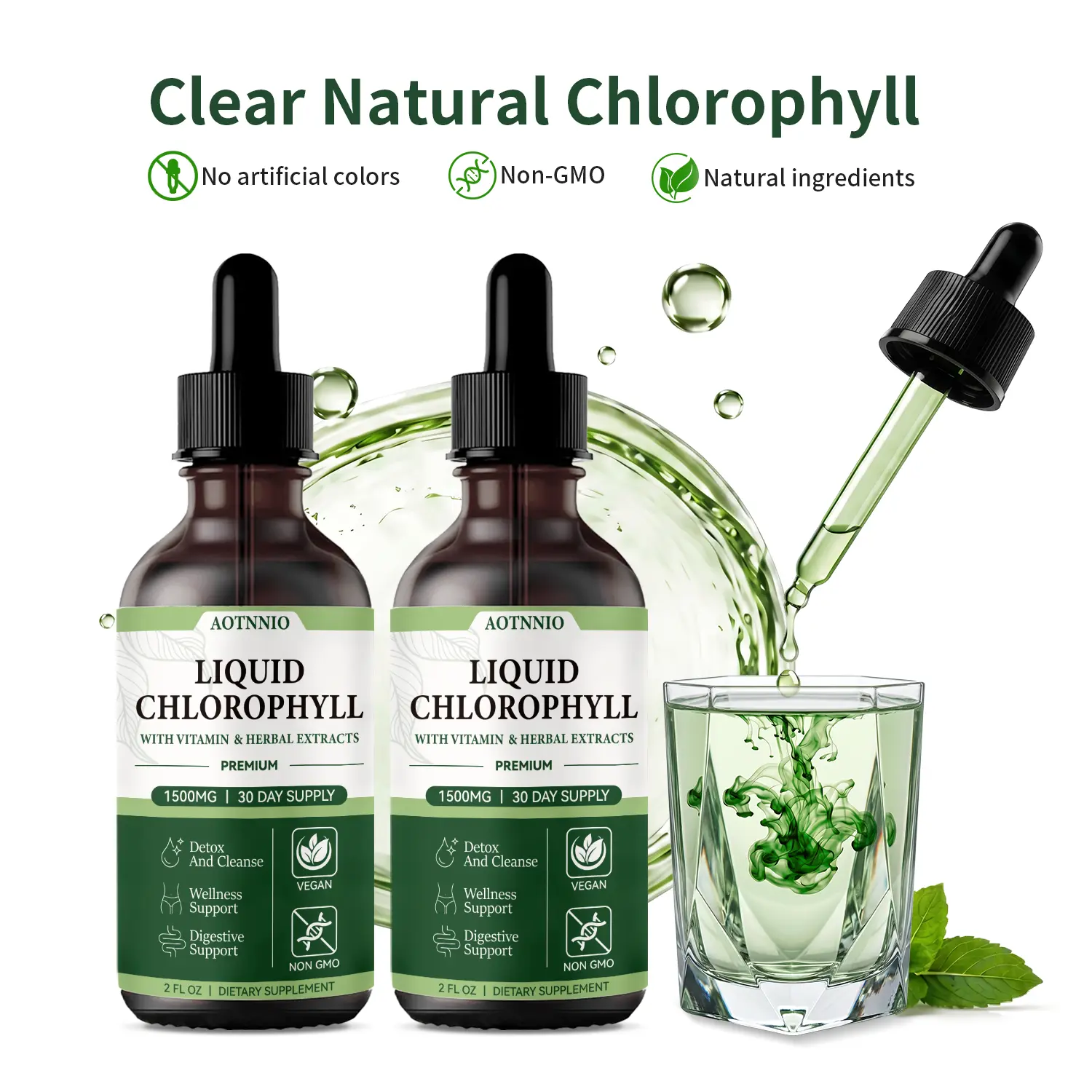 Clear Chlorophyll Liquid Supplement for Men & Women | Natural Mint Flavor | 1500 mg Chlorophyll Concentrate | Supports Digestive Wellness, Internal Freshness & Daily Balance | Natural Ingredients | DealsForYouDays