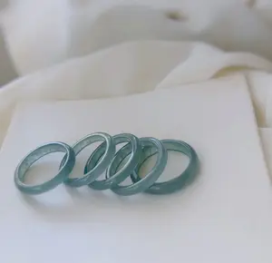 Genuine Burmese Jadeite Ring, Blue Jadeite Band, Icy Myanmar Jadeite Band