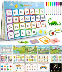 Busy Book for Kids Montessori Preschool Learning Activities 32 Themes with 8 Markers Workbook Activity Binder for Toddlers 1-3 Autism Learning Materials Tracing Coloring Book Gifts for Boy and Girl