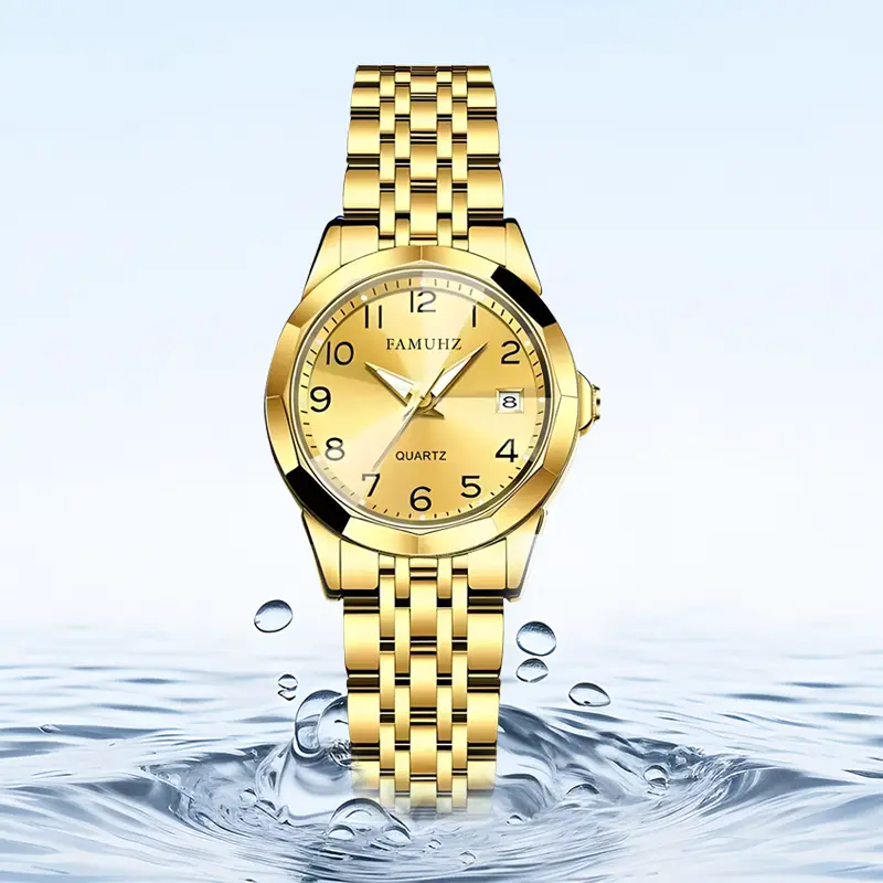 FAMUHZ brand new trendy niche quartz watch with a fashionable digital dial, waterproof women's watch.