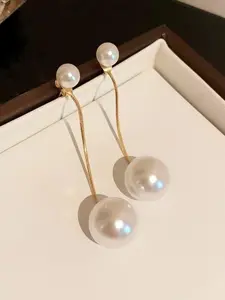 Freshwater Pearl Decorated Dangle Earrings, Genuine Pearl Fashionable Jewelry for Women, Trendy All-match & Exquisite Jewelry for Birthday Gift, Pearl Embellished