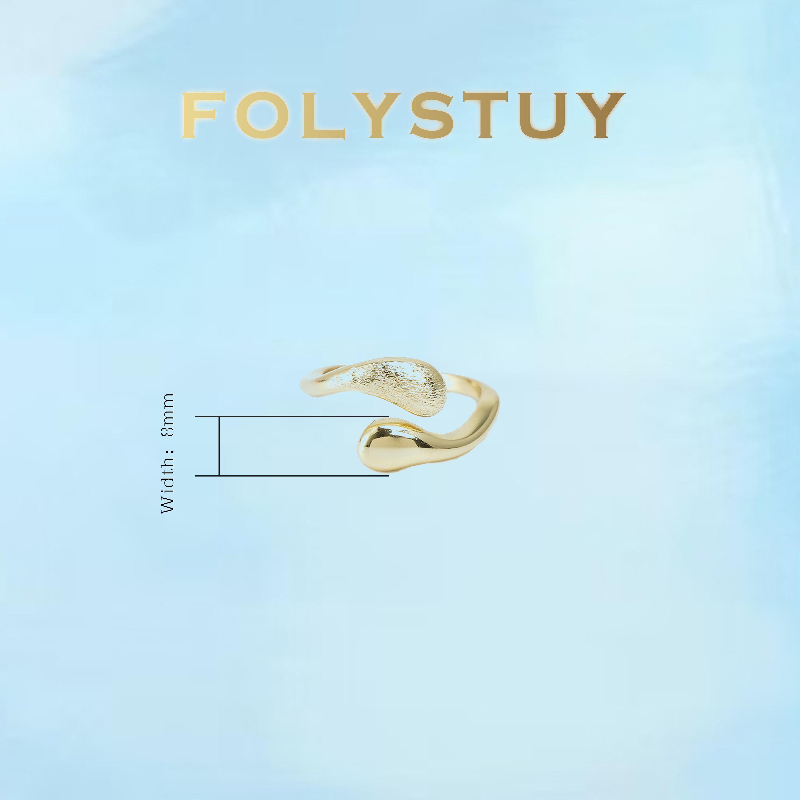 [FOLYSTUY (Z126)]Textured & Smooth Dual Finish Open Cuff Ring, Modern Chic Adjustable Band, Fashion Daily Wear Jewelry