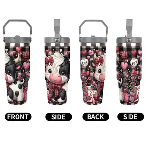 Portable 30oz Stainless Steel Vacuum Insulated Travel Mug with Lid, Thermo Tumbler, Vacuum Flask, Perfect Gift for Valentine's Day Christmas Halloween, Drinkware