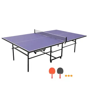 GAOMON 9FT Portable Ping Pong Table,Professional Indoor/Outdoor Table Tennis Tables with Net for Adults/Teens, 2 Tennis Paddles and 3 Balls, Easy Assembly,Single Player Playback Mode