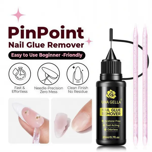 UNA GELLA 20ml Non-Acetone Nail Glue Remover with Built-In Crowbar, Quick Dissolve No Damage Gentle Remover for Press On Nails & Soft Gel Tips, Easy DIY Salon Manicure TikTok Nail Care Supplies sohochic