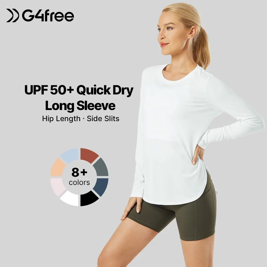 G4Free Women's UV Sun Protection Long Sleeve Scoop Neck Workout Shirt Gym Tops Activewear