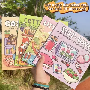 Self-healing Coloring Book, 2/4 Counts/set Stress Relief Coloring Book, Suitable for Daily Leisure, Suitable for Holiday Gift Giving, Doodle Books