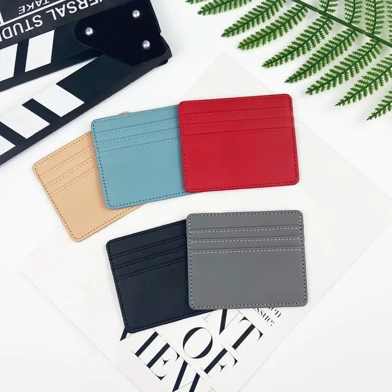 Women's Slim PU Leather Card Holder with Embossed Logo, Compact Pocket Organizer with 3+ Secure Slots for Daily Carry and Commute, Debit Card Covers, Credit Card Holder