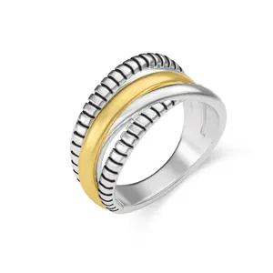 MYTYS Chunky Sleek Two-Tone Twist Ring - Exquisite Two-Tone Design & Bold Twisty Style - Perfect for Every Look Jewelry Gifts for Women