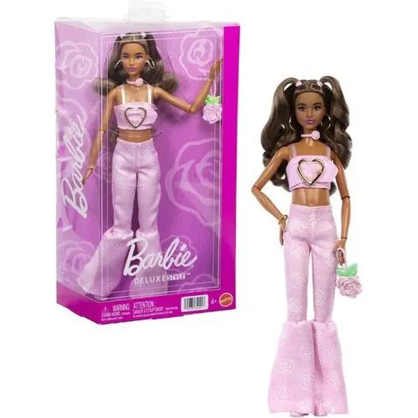 Barbie Deluxe Style Fashion Doll #12 in Pink Denim Crop Top And Flare Jeans, Brunette  [COLLECTIBLES] Fashion Doll