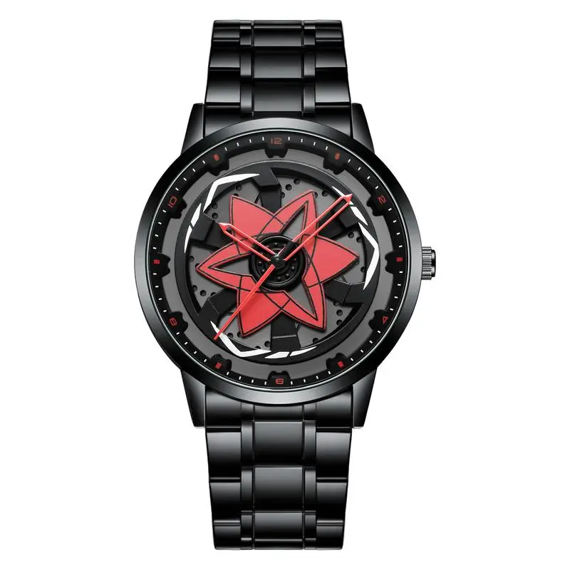 Kaleidoscope Sharingan Rotary Dial Watch 3D Japanese Anime Dial Quartz Men's Watch Top Brand Luxury Waterproof Fashion Men Watch