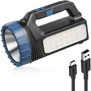 Solar Flashlight,Solar Powered Flashlight for Multi Function 8000 Lumens with Emergency,Portable Bright Camping Rechargeable Flashlights for Home, Outdoor Hiking, Power Outages