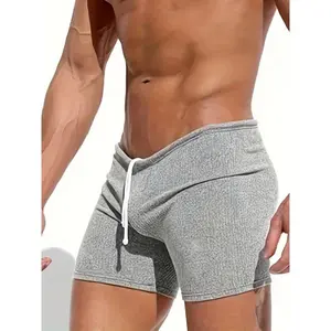 Fashion men's wear�� Men'S High-Elasticity Gym Shorts - Sexy Slim Fit Solid Black Training Shorts with Drawstring Waist for Running, Volleyball & Outdoor Sports, Workout Shorts, Sporty Clothing, Sleek Design, Breathable Fabric
