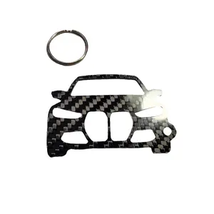 Carbon Fiber keychain for BMW M3 G80 (2021-Present) Inspired Keychain Lanyard gift front view Glossy Twill