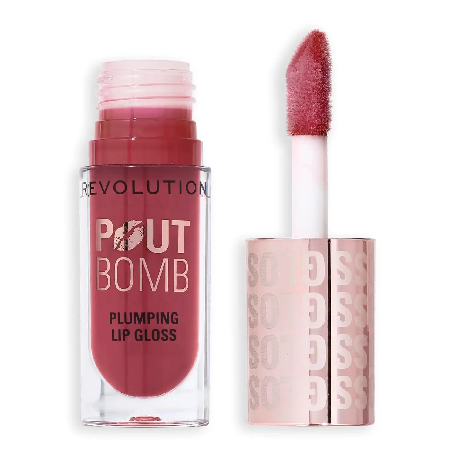 Revolution, Pout Bomb Plumping Lip Gloss, Buildable, High Shine for Hydrating, Plumping Finish, Buildable Color, Vegan & Cruelty-Free, Glaze Clear, 0.15 fl oz
