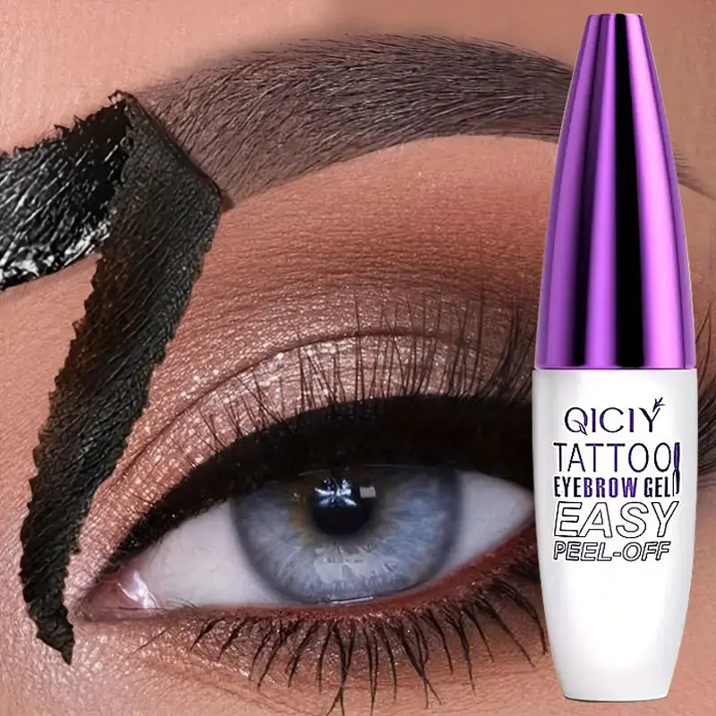 Easy Peel-Off Waterproof Eyebrow Gel Cosmetic - 1 Stick, Natural Look for Adults with Normal/Sparse Brows, Lightweight Film-Forming Medium Coverage, Sweatproof Long-Lasting Black/Brown Tattoo Tint, DIY Sculpted Brows for All Skin Types, Daily Beauty Item,
