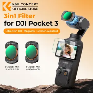 K&F CONCEPT Ultrathin 3-in-1 Magnetic Filter Kit for DJI Pocket 3/Pocket 4 - CPL, VND2-32, Black Mist 1/4, AGC Glass, Magnetic Fit Camera Accessories, Lens Filters