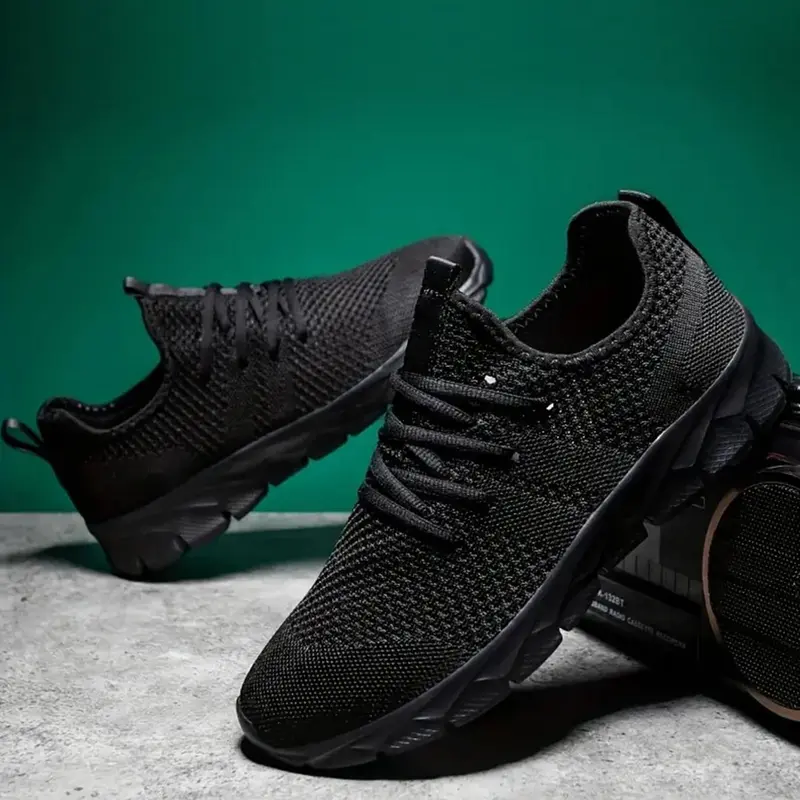 Men's Solid Color Breathable Comfortable Lace Up Sports Walking Shoes, Casual Outdoor Sports Running Shoes, Fashionable Sneakers for Daily Wear, Trainer, Athletic Shoes, Sporty Running Shoes, Trendy Running Shoes