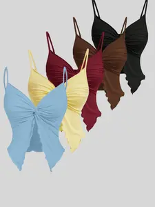 Women's Sexy Butterfly Shape Adjustable Strap Top Set, Womenswear Summer Fitted Casual Daily Wear, Versatile & Comfortable Design, Breathable