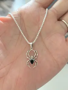 1 PC Charm Cubic Zirconia Spider Necklace Animal Pendant For Women Halloween Jewelry