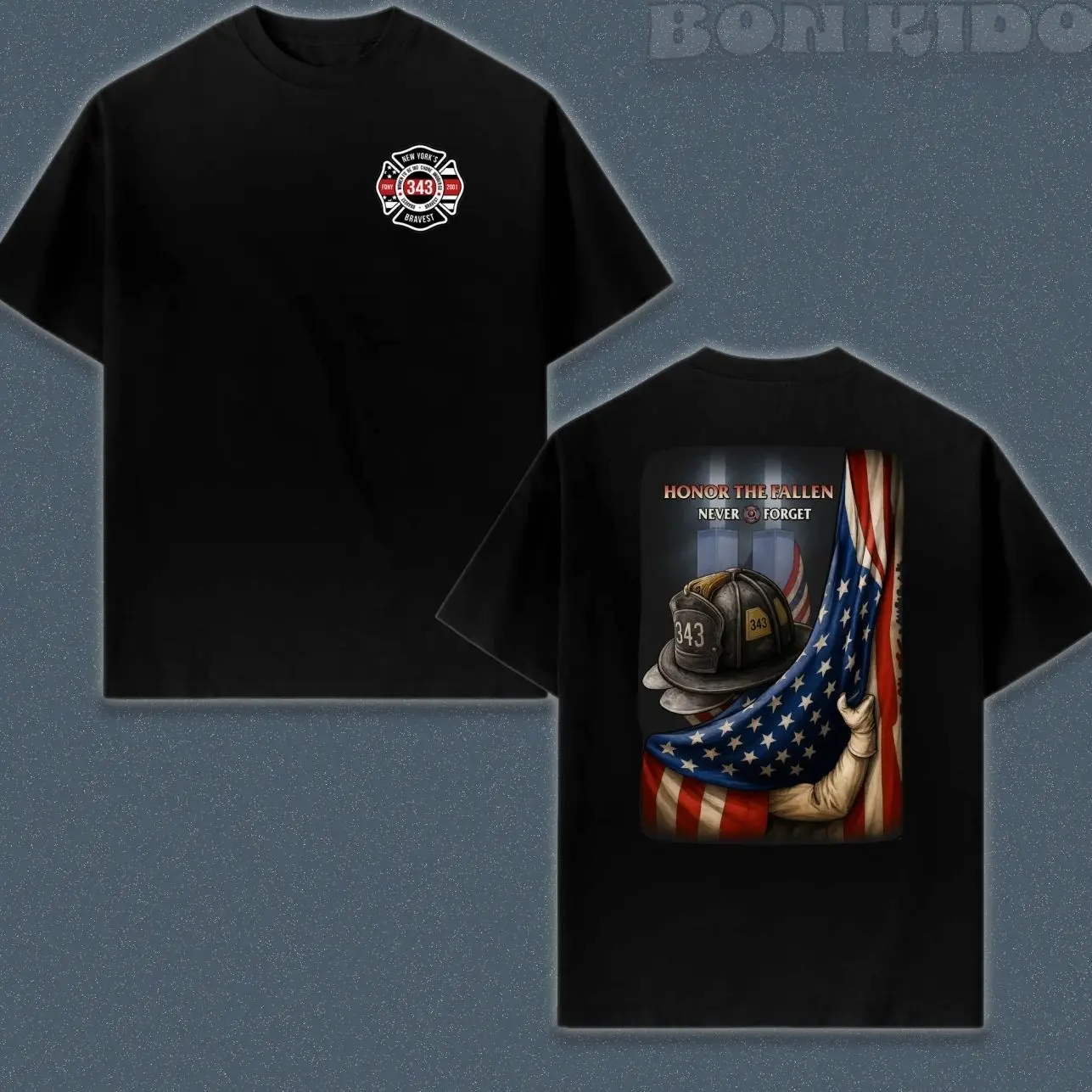 Firefighter 343 Shirt, Honor The Fallen Never Forget Graphic Tee, 9 11 Firefighter Memorial Design, Patriotic Firefighter Shirt, Soft Cotton Blend Unisex Tee, Gift for Firefighters and First Responder Supporters DA6