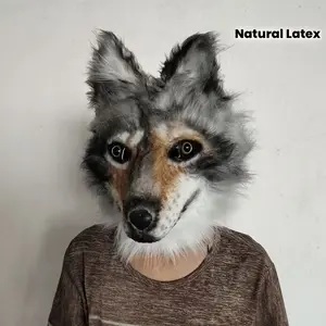 High-Quality Wolf Head Animal Mask, Hair Wolf Head Set, Doll Head Costume, Realistic Design, Perfect for Parties & Events