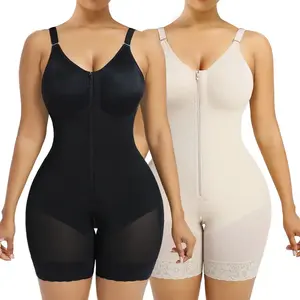 2 Piece Fajas Colombianas shapewear Tummy Control Butt Lifter Shaper with Zipper Crotch detachable shoulder strap