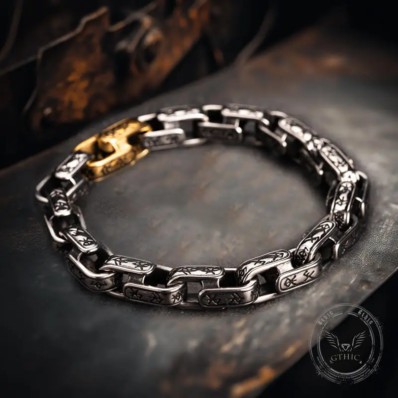 GTHIC Vintage Viking Dawnbreak Rune Stainless Steel Adjustable Open Cuff Bracelet - Antique Finish Nordic Mythology Jewelry for Men Casual Wear, Adjustable Bracelet, Mythology Bracelet