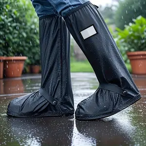 Unisex Waterproof and Rainproof Shoe Covers - Featuring an adjustable elastic band. White in color. It keeps feet dry in humid environments. These minimalist shoe covers belong to waterproof footwear and come with a glossy surface.