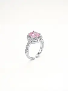 Luxem Pink Radiant Cut Luxury Statement Ring Elegant Crystal Sparkling Jewelry for Women Gift Fashion Ring